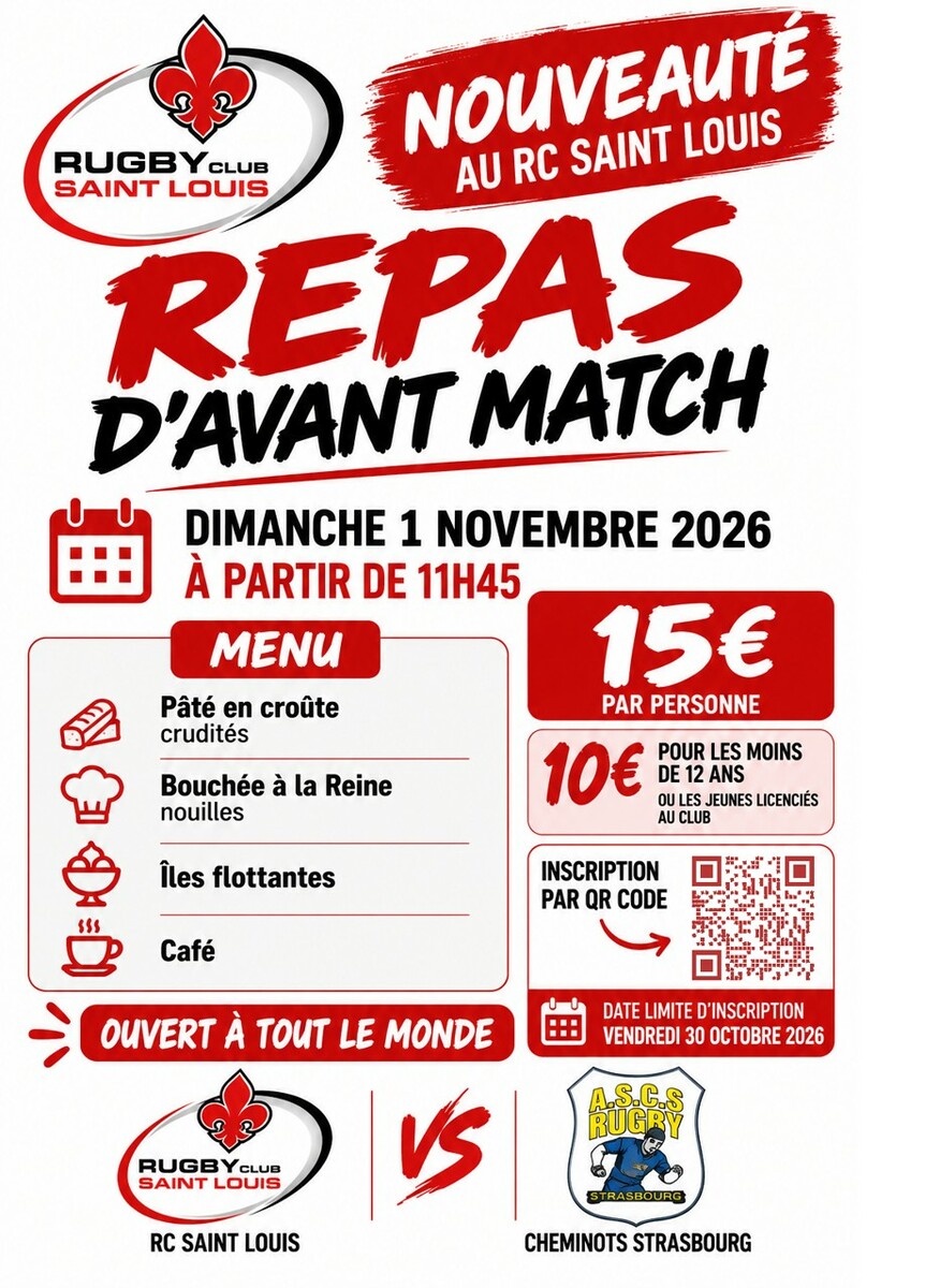 REPAS D'AVANT MATCH 01.11.2026