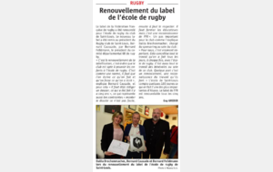 RENOUVELLEMENT DU LABEL FFR ECOLE DE RUGBY