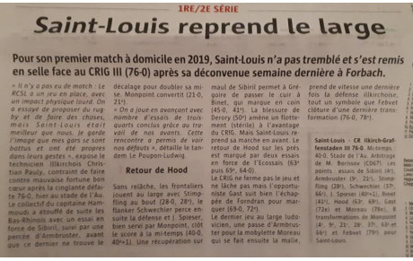 &quot;SAINT-LOUIS REPREND LE LARGE&quot;
