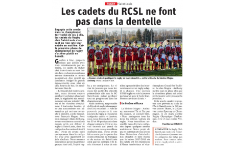 LES CADETS DU RC SAINT LOUIS (article de Presse)