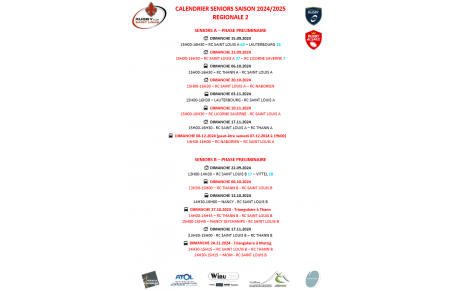 CALENDRIER SENIORS SAISON 2024-2025