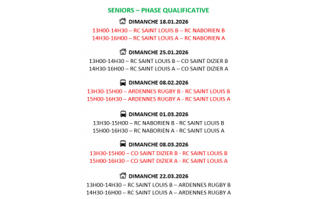 CALENDRIER SENIORS REG 2 POULE HAUTE