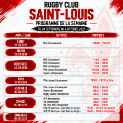 PROGRAMME SEMAINE 28.09 AU 04.10.2026